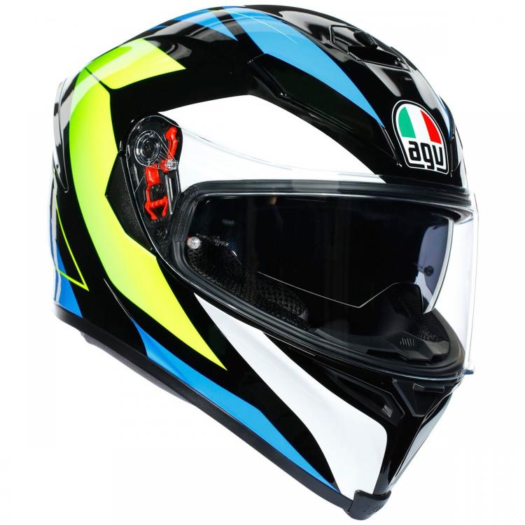 מוטו ישראל קסדות סגורות AGV K-5 S Pinlock Maxvision Core Black / Cyan / Yellow Fluo Helmet